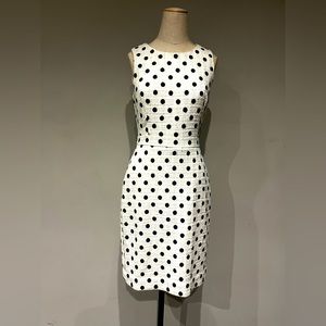 J. Crew Navy Polka Dot Tweed Dress